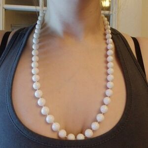 Grandmas estate white beaded necklace costume jewelry